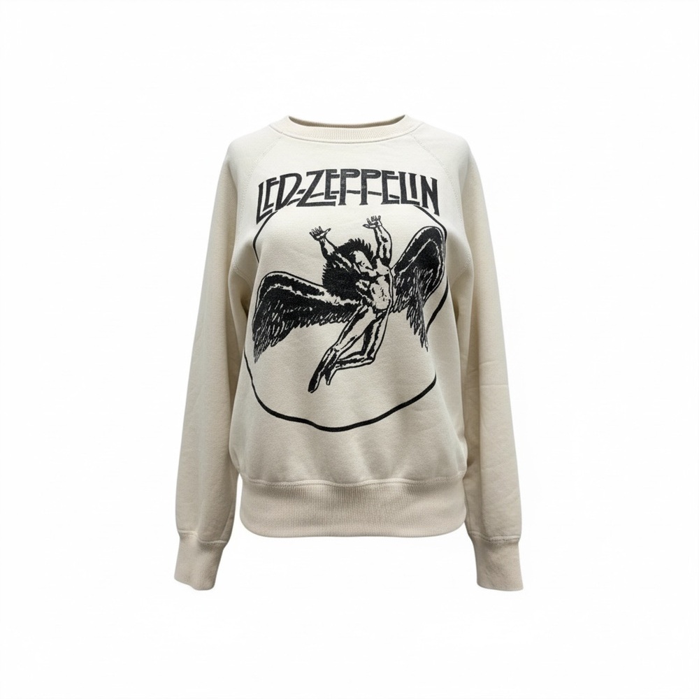 MadeWorn Led Zeppelin Faded Crew Ivory Sweatshirt Size Small